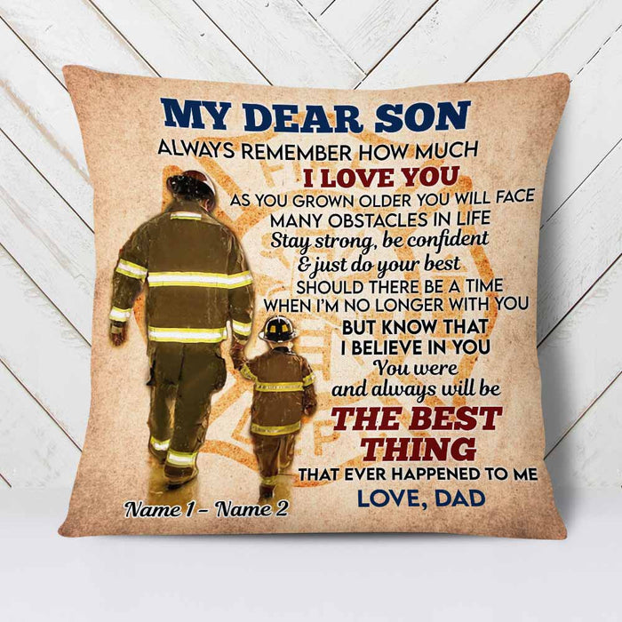 Personalized Firefighter Dad Grandpa To Son Grandson Pillow DB275 95O58 1