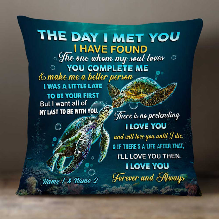 Personalized Turtle Couple The Day I Met You Pillow DB273 85O34 1
