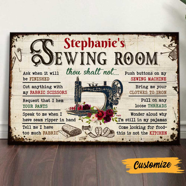 Personalized Sewing Room Rules Poster DB149 81O47 - Famvibe