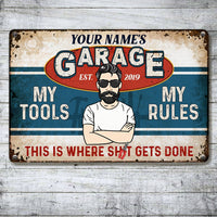 Personalized Dad Garage Man Cave Metal Sign DB278 87O53 thumb 1