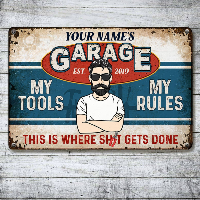 Personalized Dad Garage Man Cave Metal Sign DB278 87O53 1