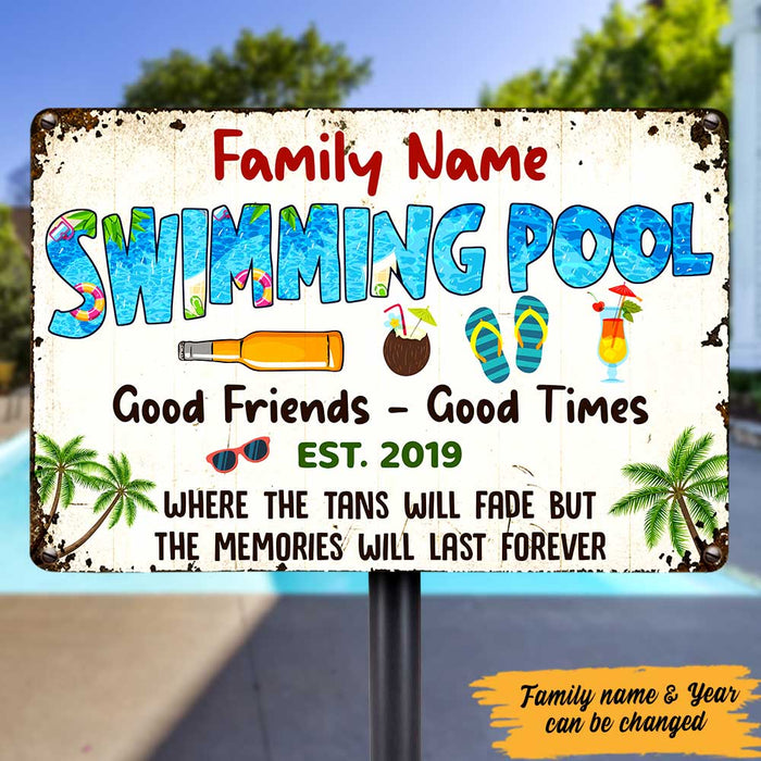Personalized Pool Good Memories Metal Sign DB279 87O47 1