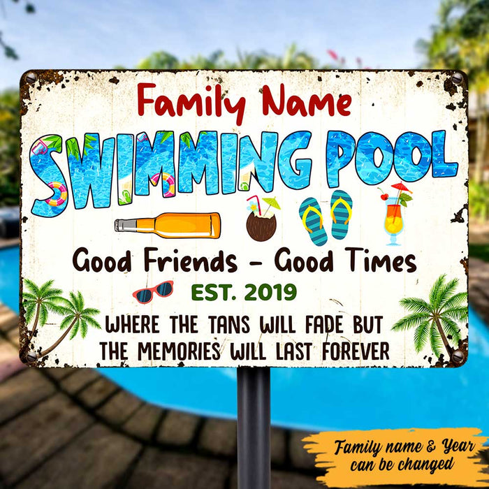 Personalized Pool Good Memories Metal Sign DB279 87O47 1