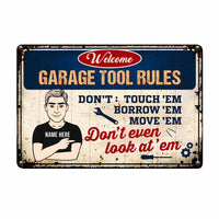 Personalized Dad Garage Tool Rules Metal Sign DB272 81O58 thumb 1