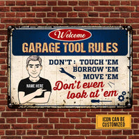 Personalized Dad Garage Tool Rules Metal Sign DB272 81O58 thumb 1