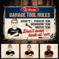 Personalized Dad Garage Tool Rules Metal Sign DB272 81O58 thumb 1