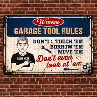 Personalized Dad Garage Tool Rules Metal Sign DB272 81O58 thumb 1
