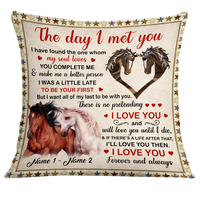 Personalized Horse Couple The Day I Met You Pillow DB276 95O24 thumb 1