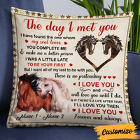 Personalized Horse Couple The Day I Met You Pillow DB276 95O24 thumb 1