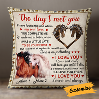 Personalized Horse Couple The Day I Met You Pillow DB276 95O24 thumb 1