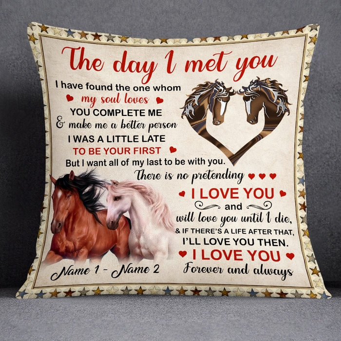 Personalized Horse Couple The Day I Met You Pillow DB276 95O24 1