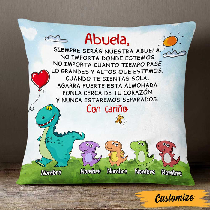 Personalized Dinosaur Daughter Granddaughter Son Grandson To Spanish Mom Grandma Mamá Abuela Pillow DB272 95O47 1