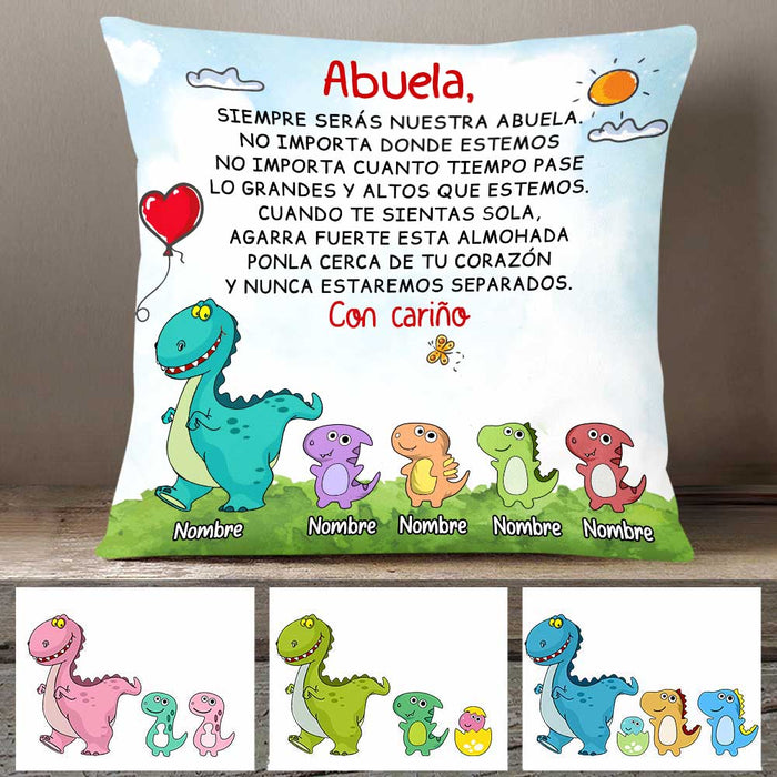 Personalized Dinosaur Daughter Granddaughter Son Grandson To Spanish Mom Grandma Mamá Abuela Pillow DB272 95O47 1