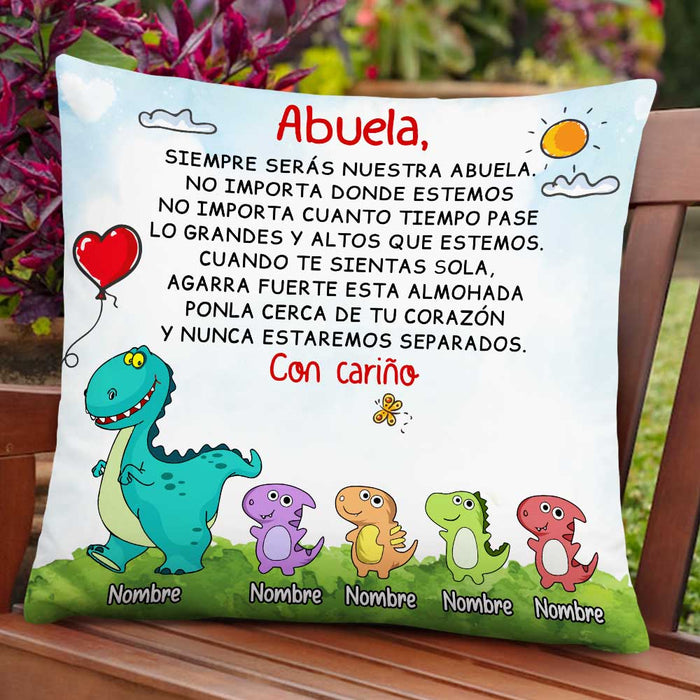 Personalized Dinosaur Daughter Granddaughter Son Grandson To Spanish Mom Grandma Mamá Abuela Pillow DB272 95O47 1