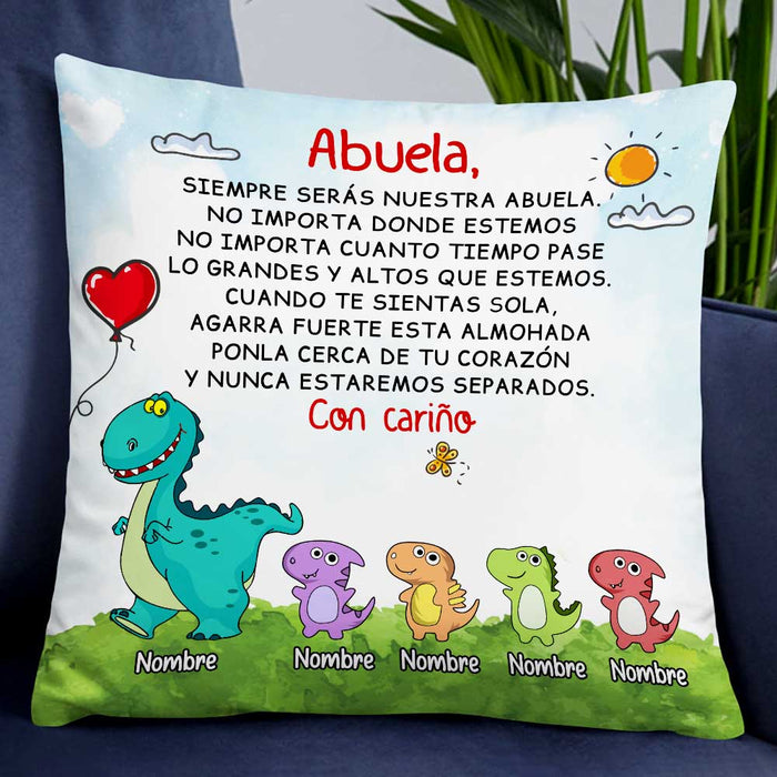 Personalized Dinosaur Daughter Granddaughter Son Grandson To Spanish Mom Grandma Mamá Abuela Pillow DB272 95O47 1