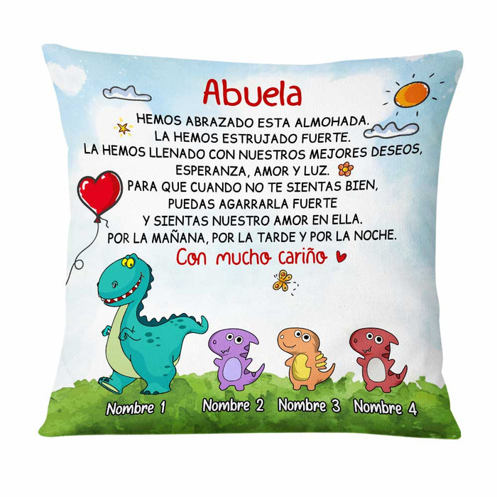 Personalized Dinosaur Daughter Granddaughter Son Grandson To Spanish Mom Grandma Mamá Abuela Pillow DB271 95O47 1