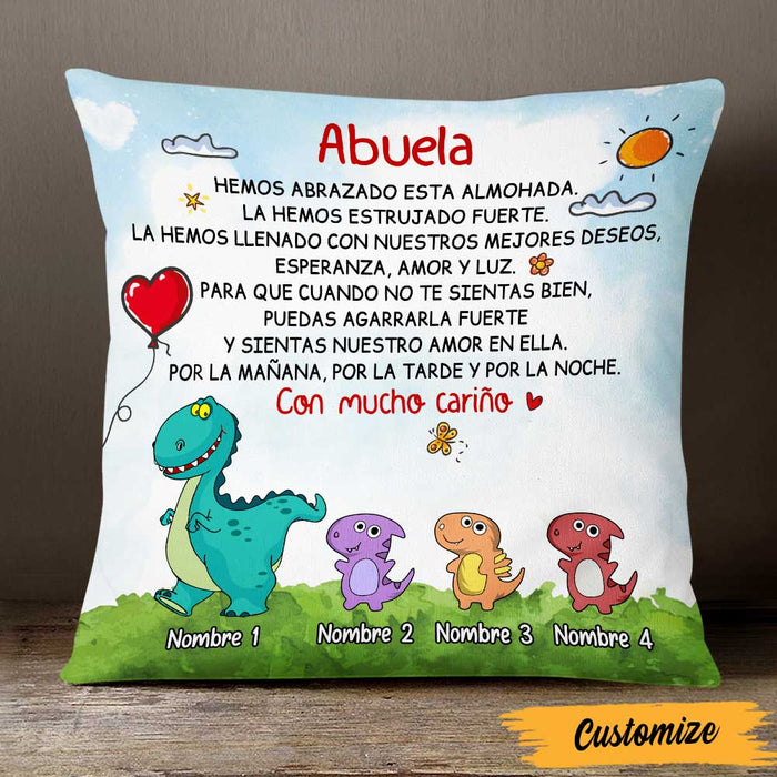 Personalized Dinosaur Daughter Granddaughter Son Grandson To Spanish Mom Grandma Mamá Abuela Pillow DB271 95O47 1