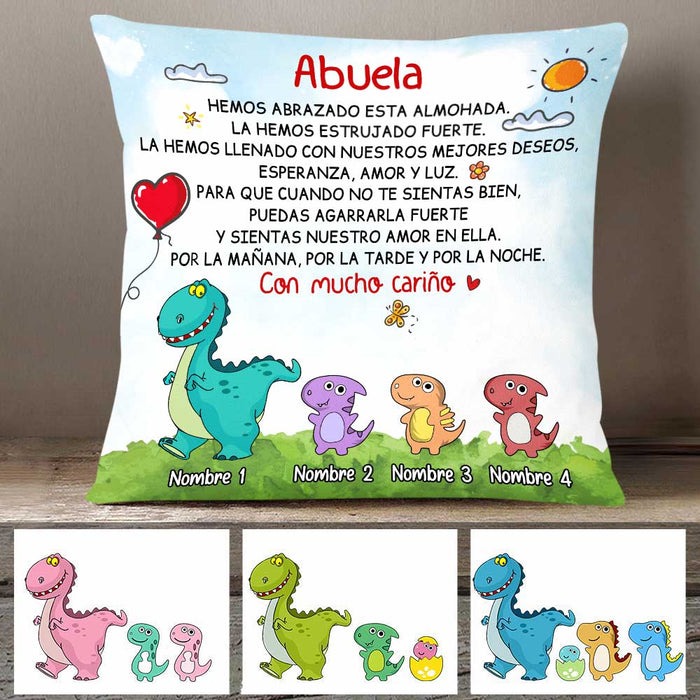 Personalized Dinosaur Daughter Granddaughter Son Grandson To Spanish Mom Grandma Mamá Abuela Pillow DB271 95O47 1