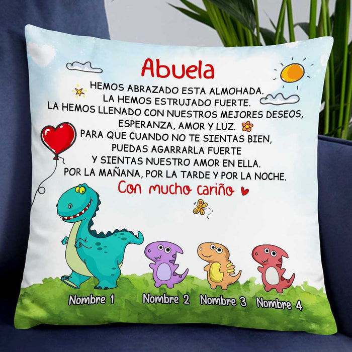 Personalized Dinosaur Daughter Granddaughter Son Grandson To Spanish Mom Grandma Mamá Abuela Pillow DB271 95O47 1