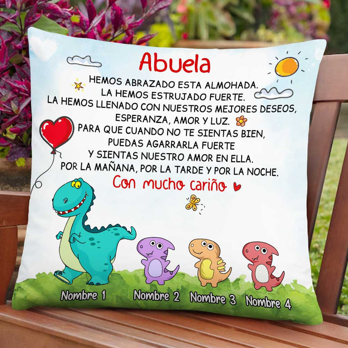 Personalized Dinosaur Daughter Granddaughter Son Grandson To Spanish Mom Grandma Mamá Abuela Pillow DB271 95O47 1