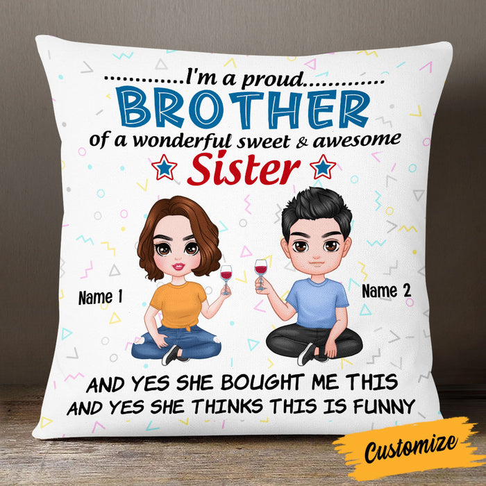 Personalized Family Icon Brother Sister Pillow DB279 26O53 1
