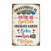 Personalized Patio Backyard Spanish Metal Sign DB278 26O58 thumb 1