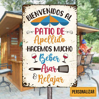 Personalized Patio Backyard Spanish Metal Sign DB278 26O58 thumb 1