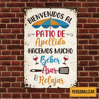 Personalized Patio Backyard Spanish Metal Sign DB278 26O58 thumb 1