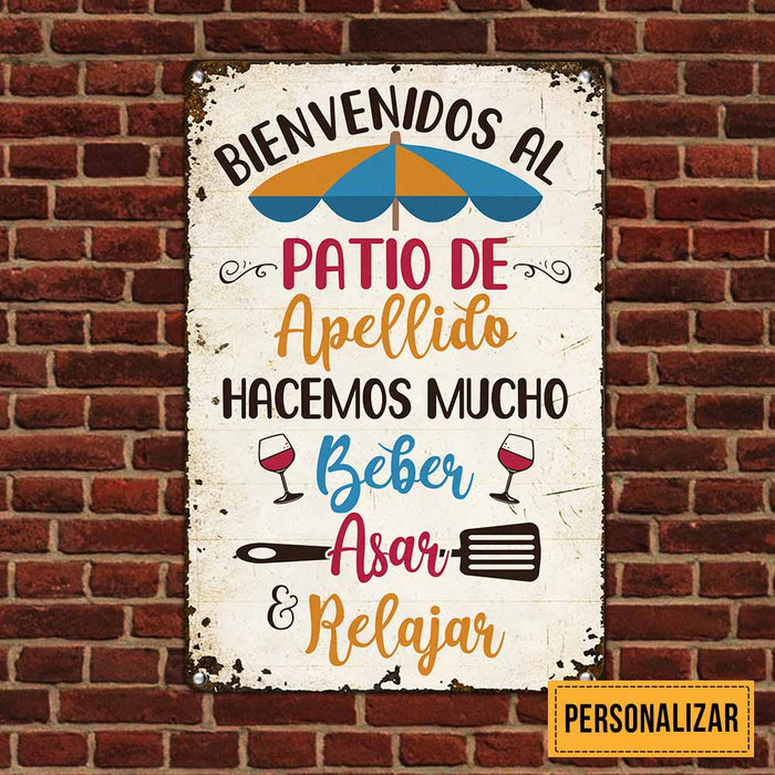 Personalized Patio Backyard Spanish Metal Sign DB278 26O58 1