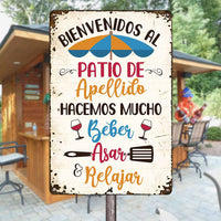 Personalized Patio Backyard Spanish Metal Sign DB278 26O58 thumb 1