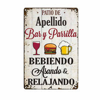 Personalized Family Backyard Patio Spanish Metal Sign DB279 30O58 thumb 1