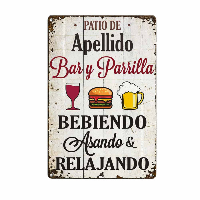 Personalized Family Backyard Patio Spanish Metal Sign DB279 30O58 1