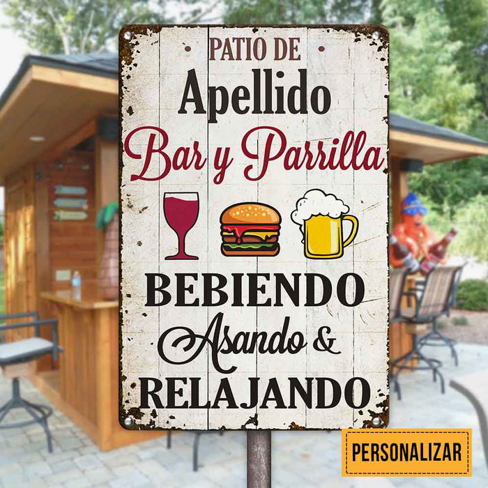 Personalized Family Backyard Patio Spanish Metal Sign DB279 30O58 1