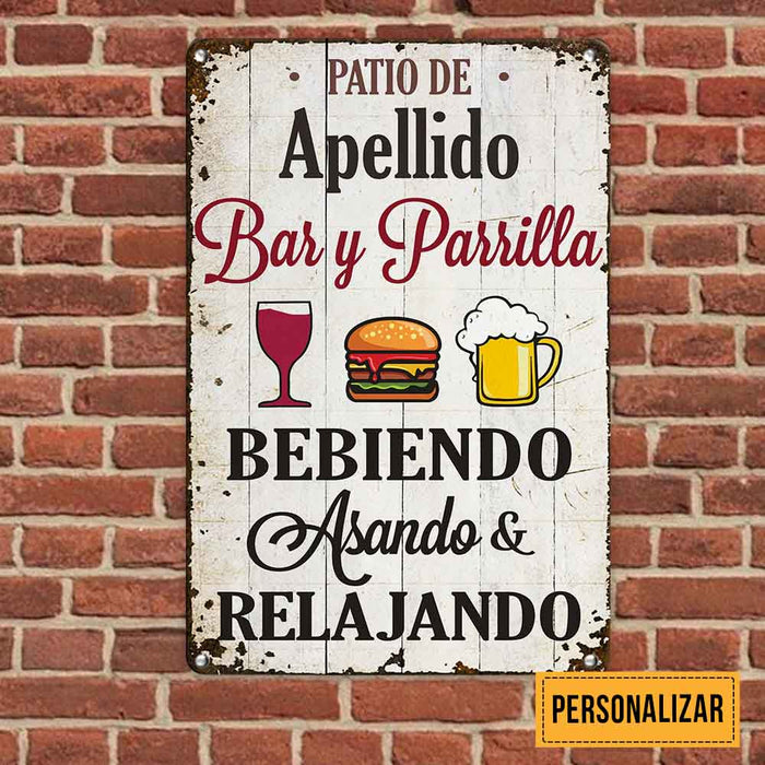 Personalized Family Backyard Patio Spanish Metal Sign DB279 30O58 1
