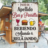 Personalized Family Backyard Patio Spanish Metal Sign DB279 30O58 thumb 1