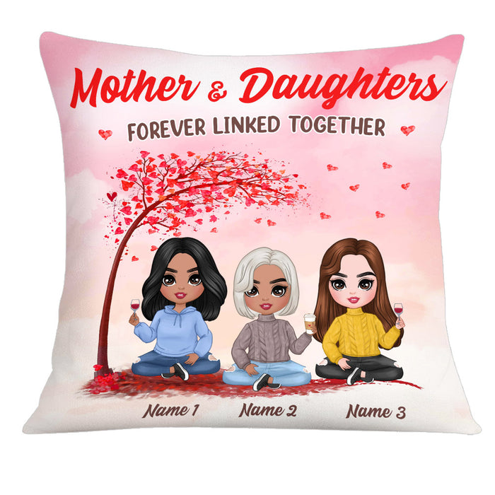 Personalized Family Icon Mother Daughter Forever Linked Together Pillow DB274 85O25 1