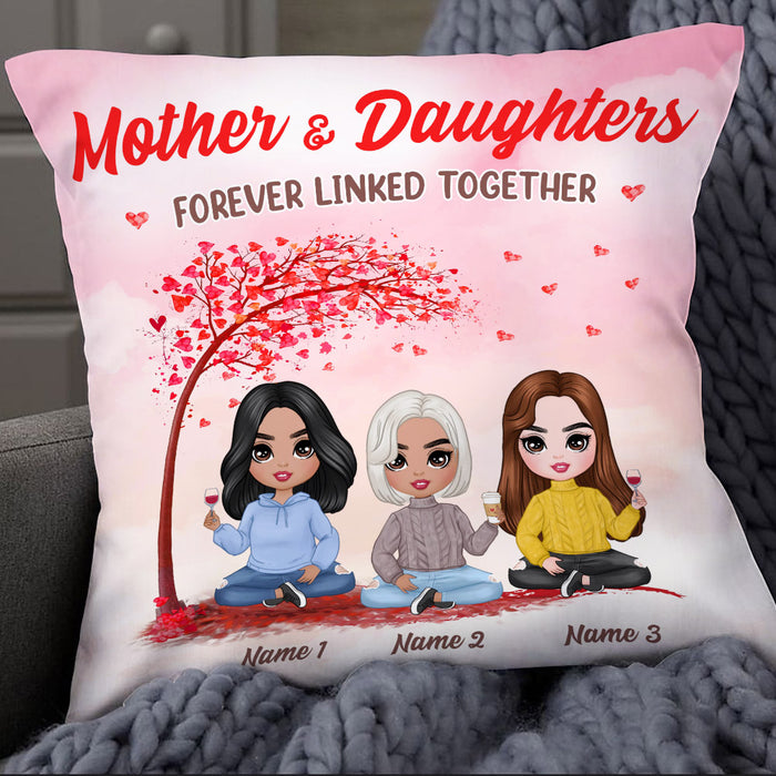 Personalized Family Icon Mother Daughter Forever Linked Together Pillow DB274 85O25 1