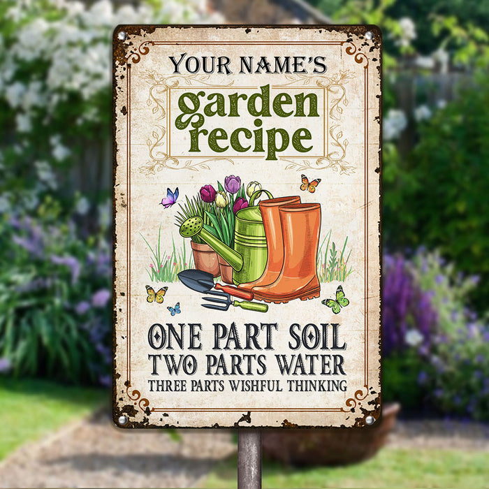 Personalized Garden Recipe Metal Sign JN301 30O53 1
