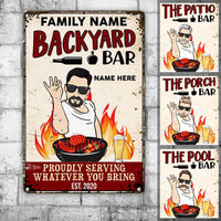 Personalized Outdoor Backyard Bar Family Proudly Serving Metal Sign DB2710 95O58 thumb 1