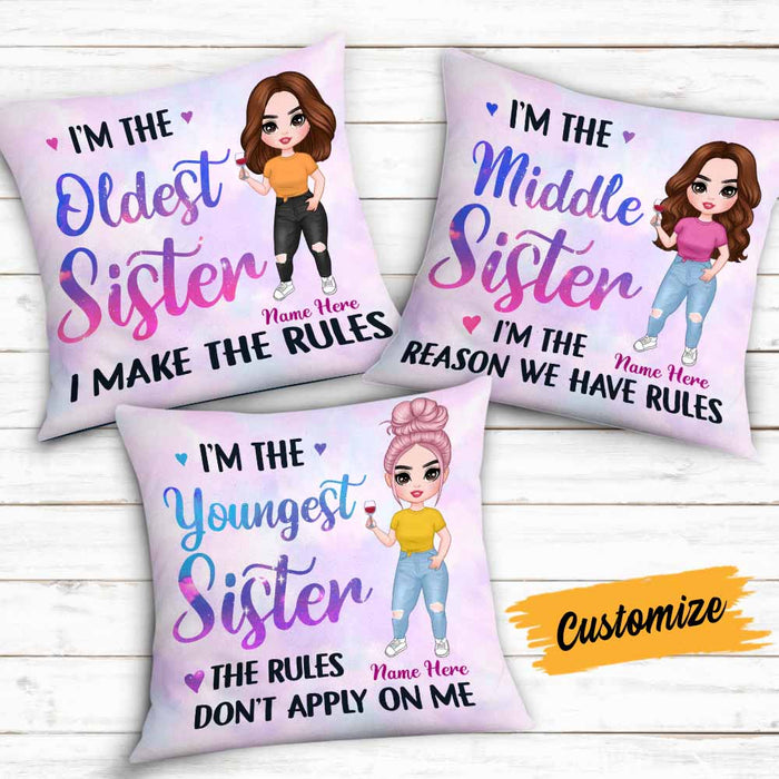 Personalized Family Icon Sisters Rules Pillow DB282 95O58 1