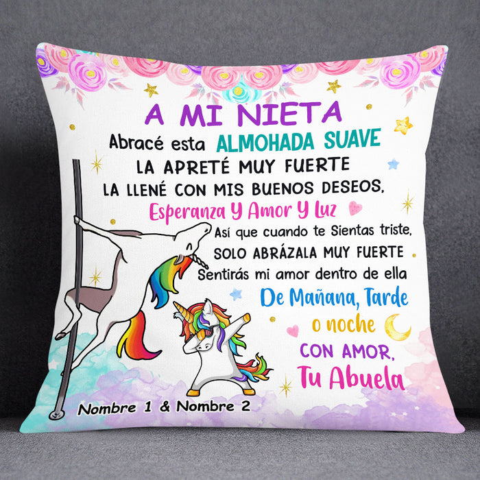 Personalized Unicorn Mamá Abuela Spanish Mom Grandma To Daughter Granddaughter Pillow DB284 95O53 1