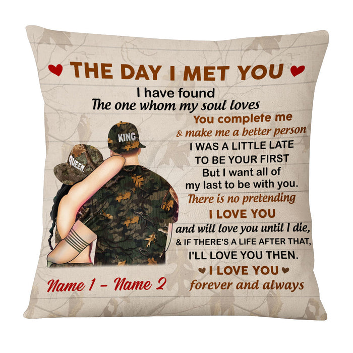 Personalized Hunting Deer Couple The Day I Met You Pillow DB283 85O53 1