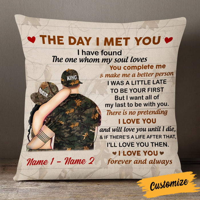 Personalized Hunting Deer Couple The Day I Met You Pillow DB283 85O53 1