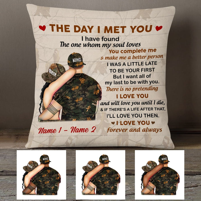 Personalized Hunting Deer Couple The Day I Met You Pillow DB283 85O53 1