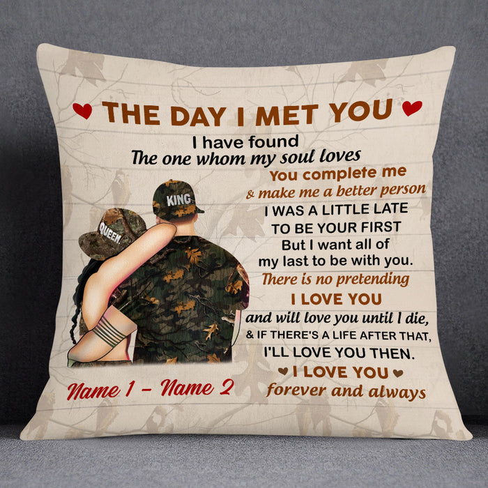 Personalized Hunting Deer Couple The Day I Met You Pillow DB283 85O53 1