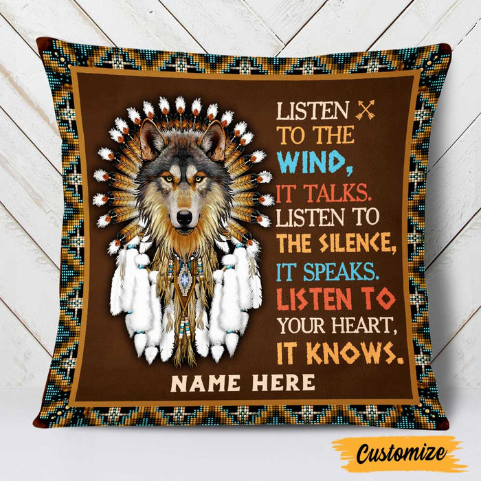 Personalized Wolf Native American Pillow DB291 95O47 1