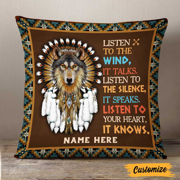 Personalized Wolf Native American Pillow DB291 95O47 1