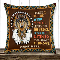 Personalized Wolf Native American Pillow DB291 95O47 thumb 1