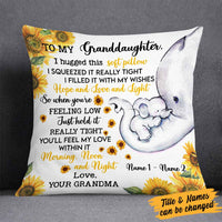 Personalized Daughter Granddaughter Elephant Sunflower Pillow DB291 87O58 thumb 1