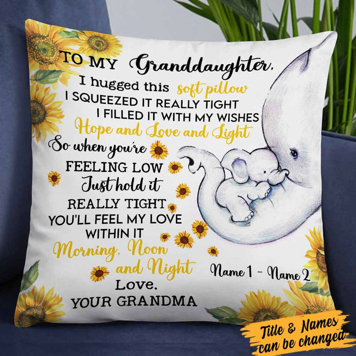 Personalized Daughter Granddaughter Elephant Sunflower Pillow DB291 87O58 1